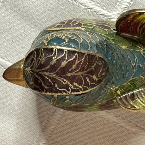 Vintage Chinese Plique A Jour Cloisonne Transparent Enamel Mandarin Ducks - Picture 11 of 16
